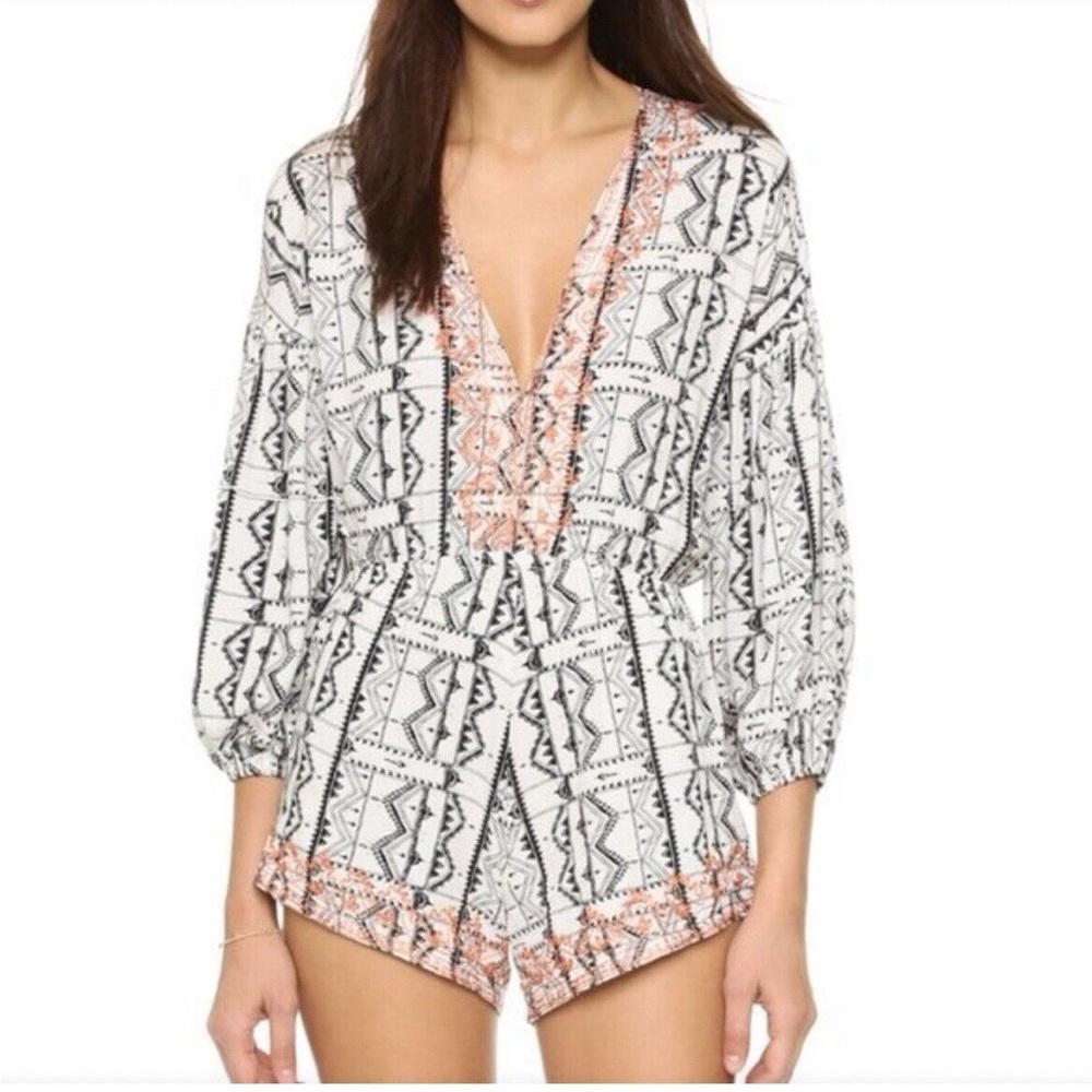Cleobella Mischa Boho Henna
Print Embroidered Romper Sz XS